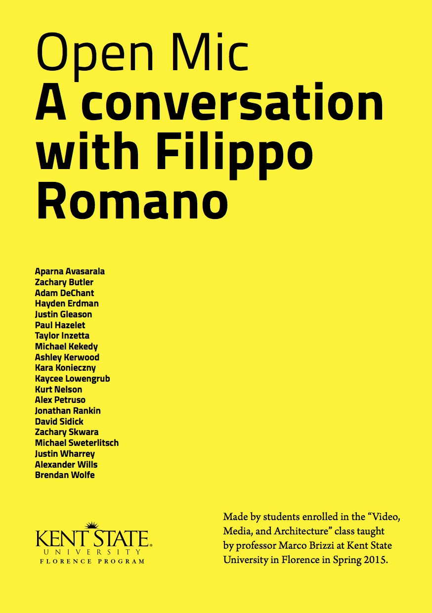 Open Mic. A conversation with Filippo Romano.